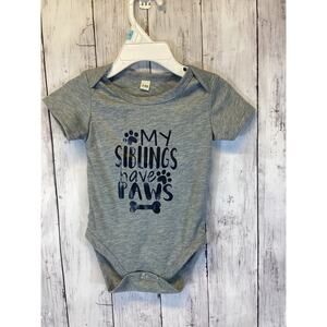 Baby Bodysuit “My Siblings Have Paws” Grey Cotton 3–6 Months